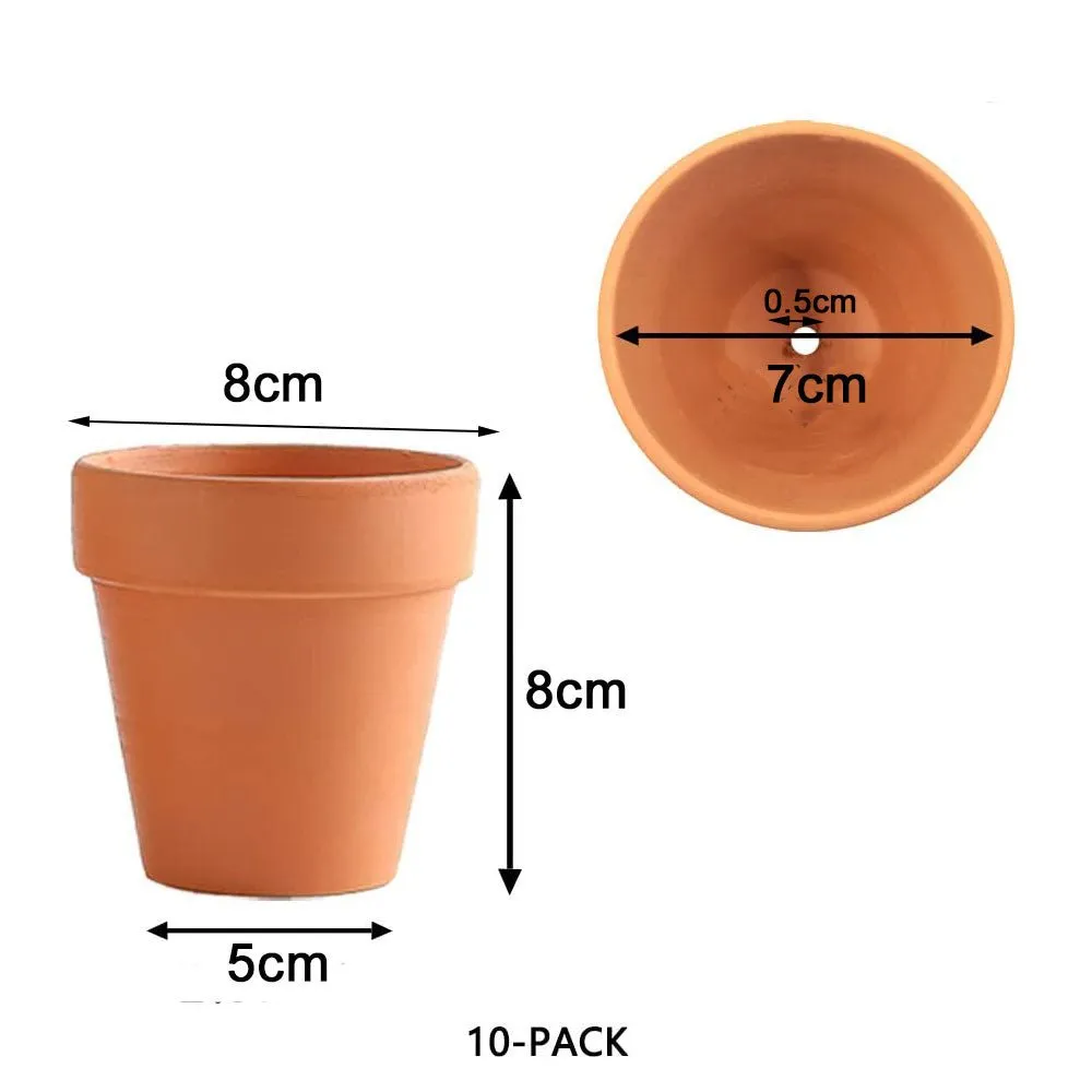 10cm Flower Pot | Clay Ceramic | Plant Succulent Cactus Nursery Planter | 10-Pack