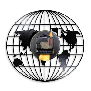 3d Globe Map of Earth Vinyl Record Led Vinyl Record Wall Clock