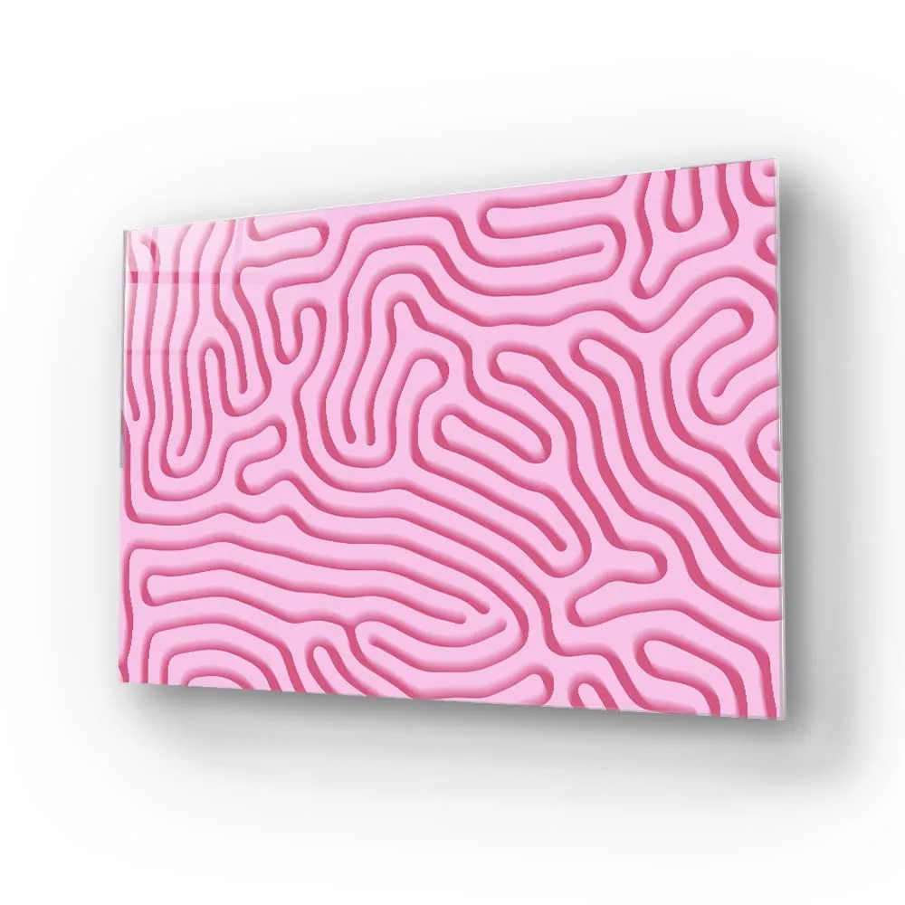 Abstract Pink Maze Glass Wall Art
