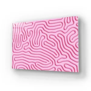 Abstract Pink Maze Glass Wall Art