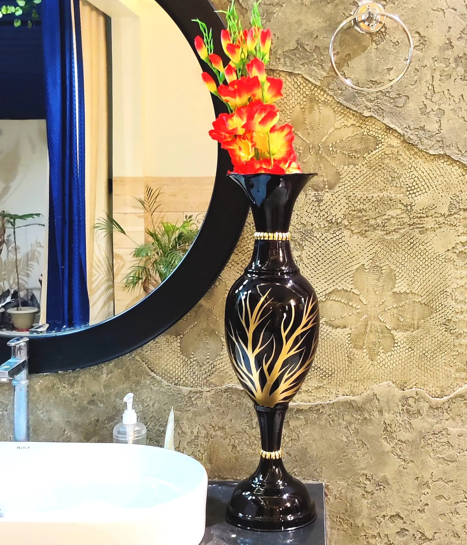 AdiCollar Flower Vase Big Size for Living Room Corner - 25 Inches Long - Black Tree -Pack of 1