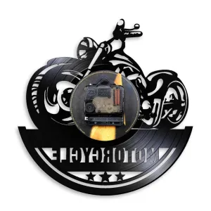 American Classic Motorcycle Wall Art Led Vinyl Record Wall Clock Garage Sign
