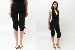 Black Gathered Capri