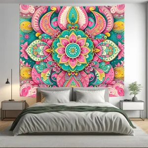 Bohemian Delicate Plum Indian Mandala Tapestry Psychedelic Wall Hanging Boho Decor