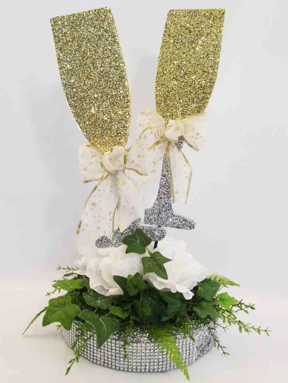 Champagen Glasses Floral Centerpiece