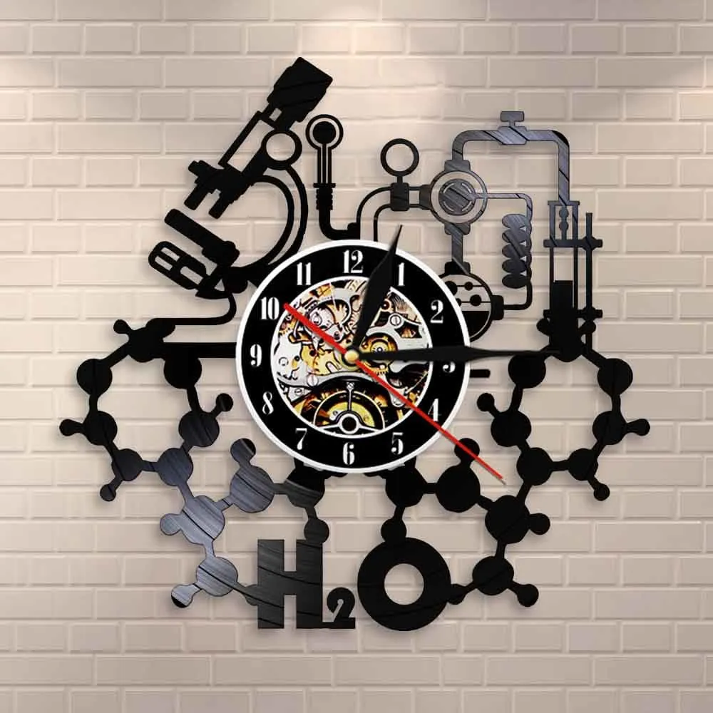 Chemistry Experiments Led Vinyl Record Wall Clock Science Laboratory Decoration