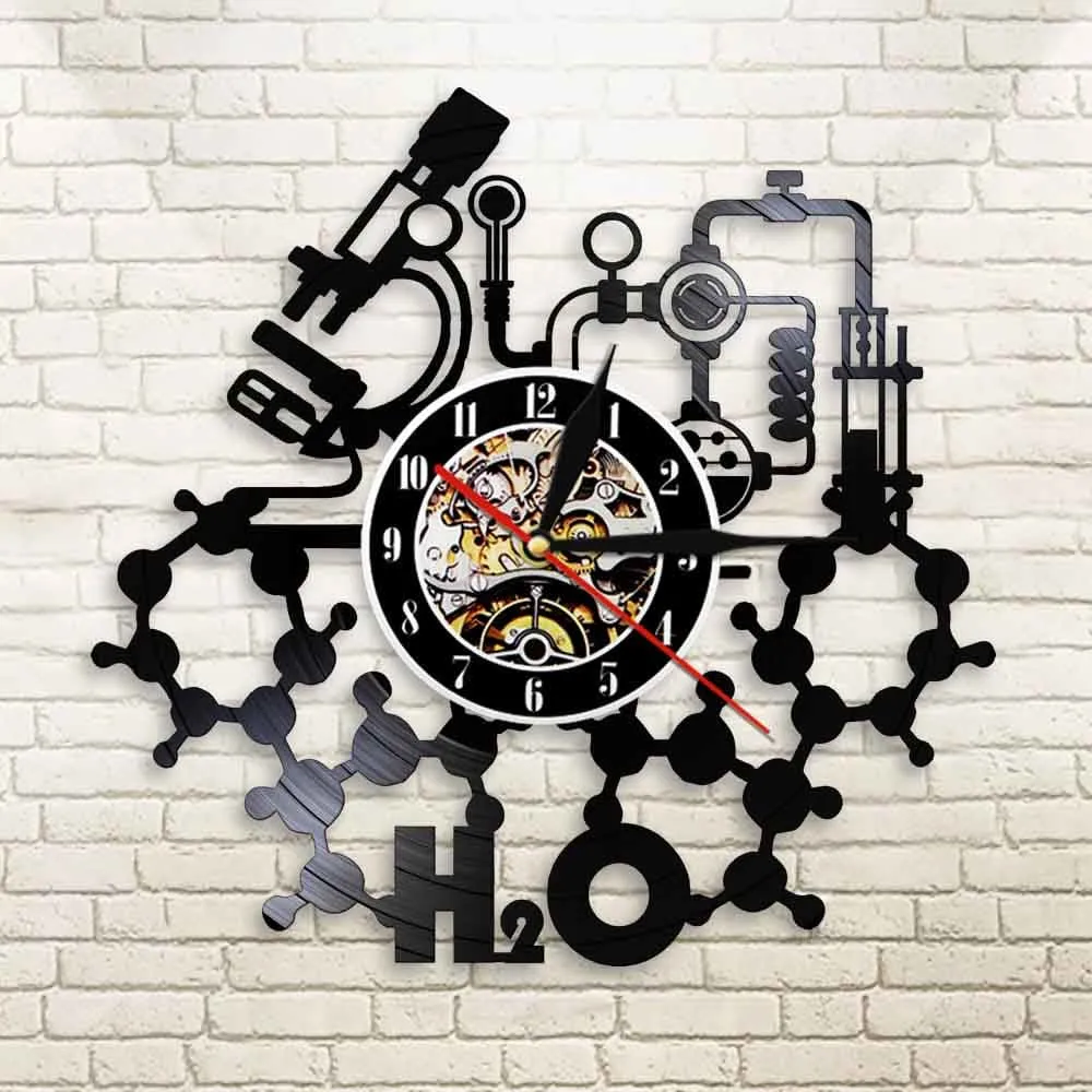 Chemistry Experiments Led Vinyl Record Wall Clock Science Laboratory Decoration