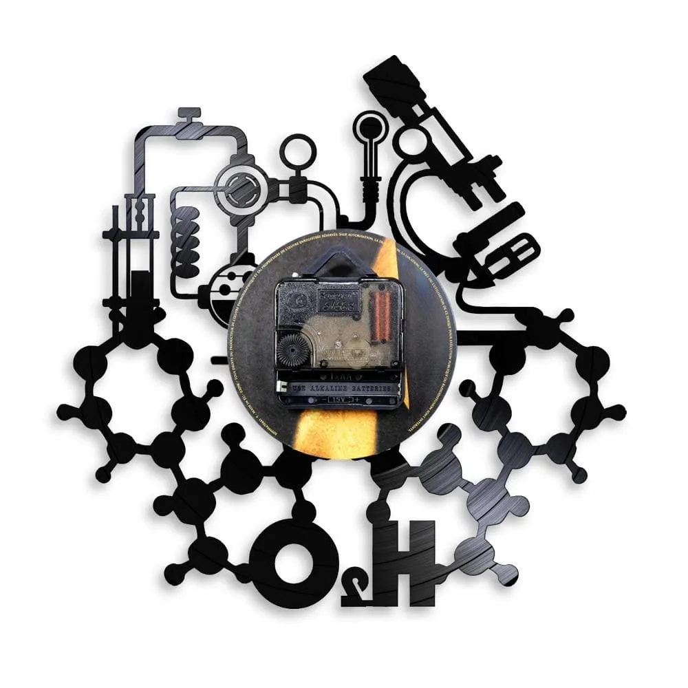 Chemistry Experiments Led Vinyl Record Wall Clock Science Laboratory Decoration