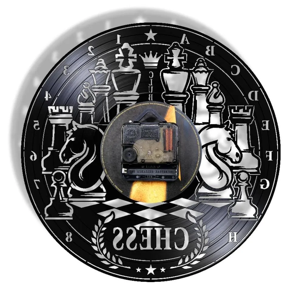 Chess Board Vinyl Record Lp Led Vinyl Record Wall Clock Chess Wall Art Home
