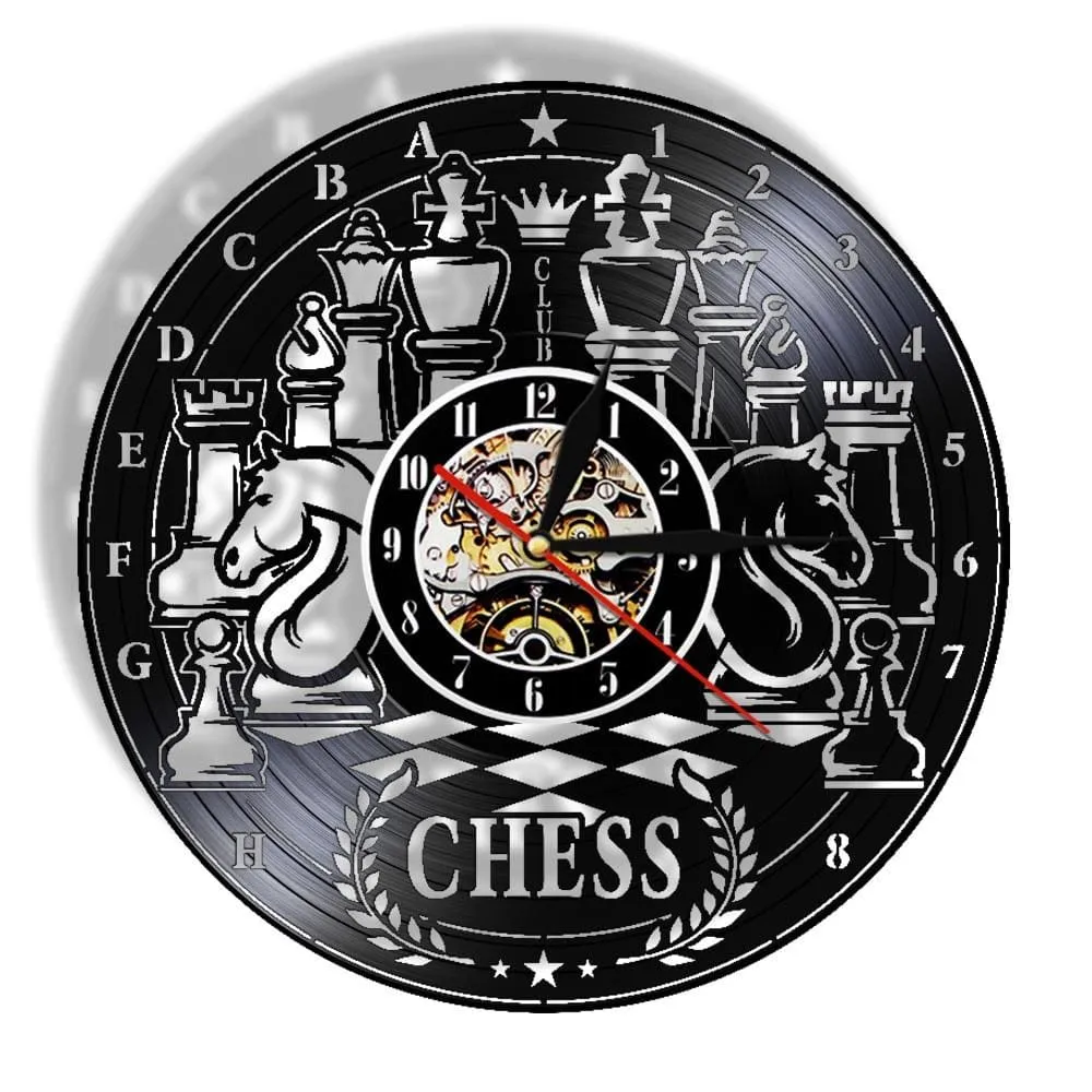 Chess Board Vinyl Record Lp Led Vinyl Record Wall Clock Chess Wall Art Home