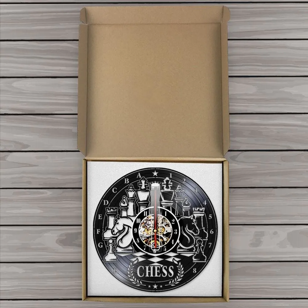 Chess Board Vinyl Record Lp Led Vinyl Record Wall Clock Chess Wall Art Home