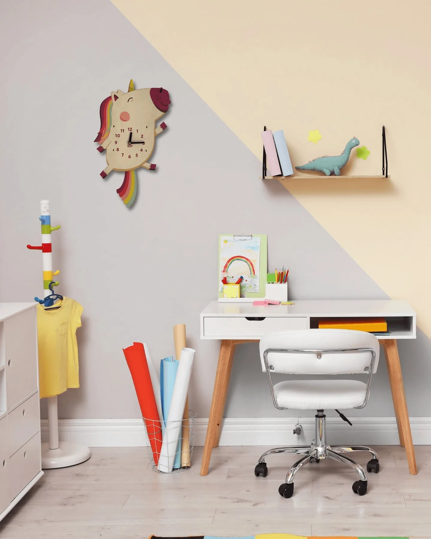 Dolly the Unicorn Double Pendulum Clock by Birch Robot