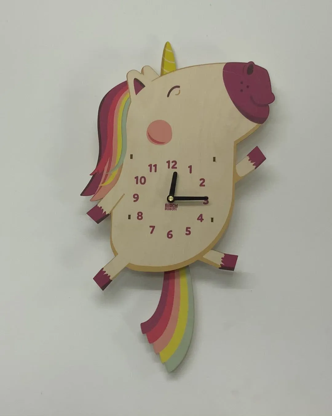 Dolly the Unicorn Double Pendulum Clock by Birch Robot