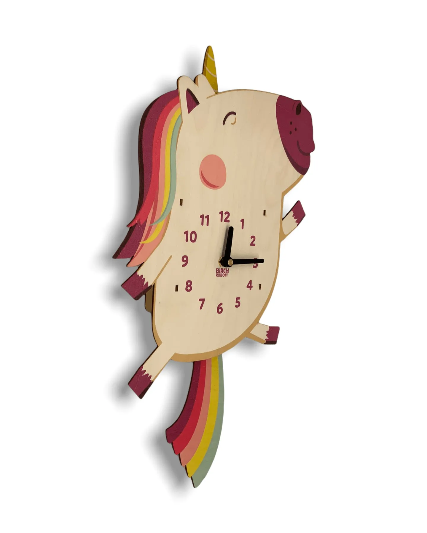 Dolly the Unicorn Double Pendulum Clock by Birch Robot