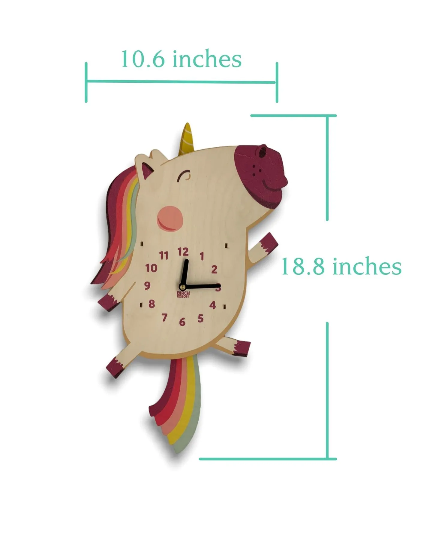 Dolly the Unicorn Double Pendulum Clock by Birch Robot