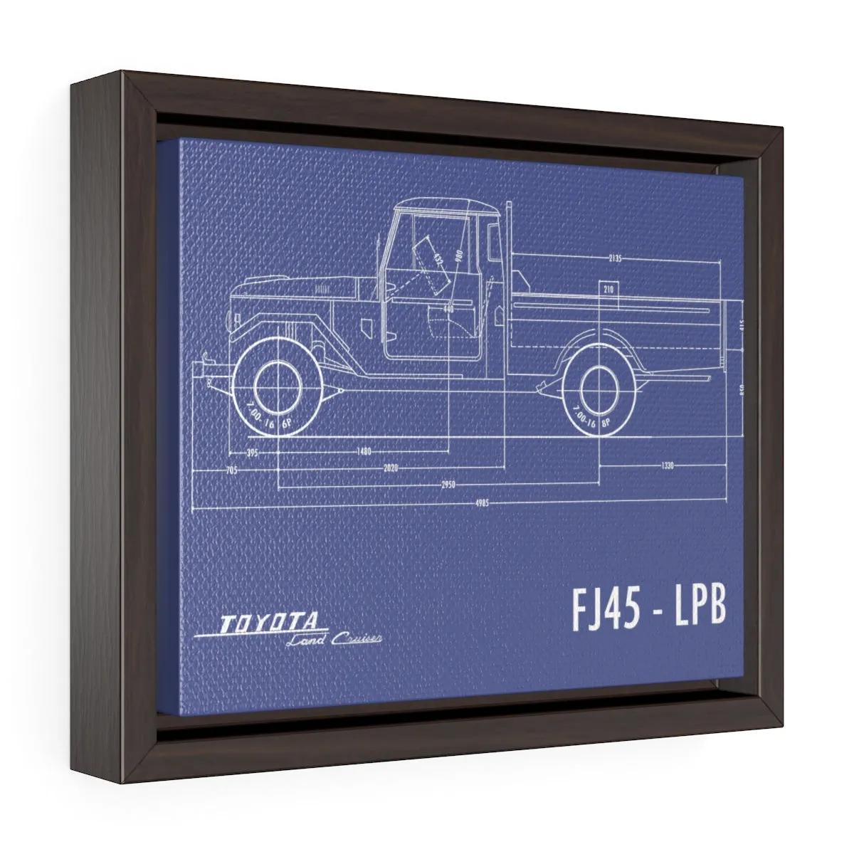 FJ45 Totota Land Cruiser Fine Art Framed Canvas Blueprint Gift for Man Cave Reefmonkey