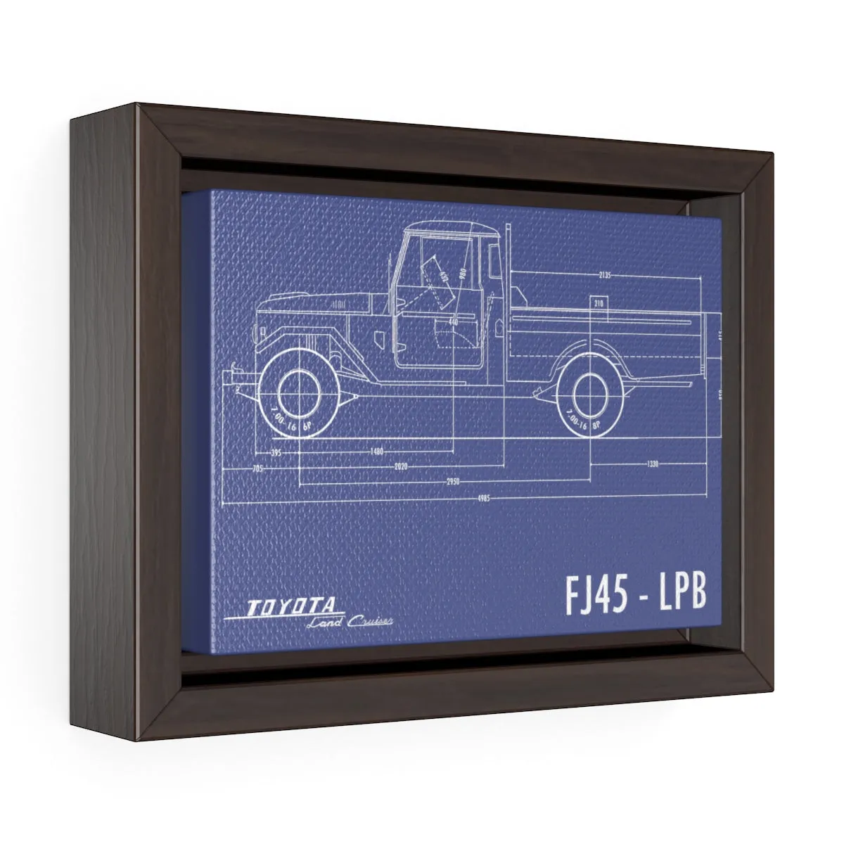 FJ45 Totota Land Cruiser Fine Art Framed Canvas Blueprint Gift for Man Cave Reefmonkey