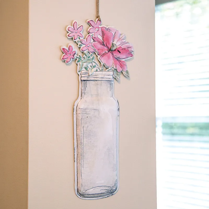 Floral Jar Metal Hanging Sign