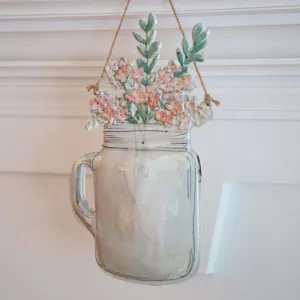 Floral Jar Metal Hanging Sign