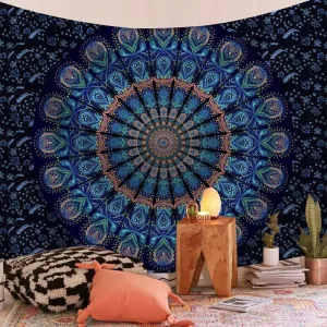 Indian Mandala Tapestry Psychedelic Harmony Peacock Wall Hanging Boho Decor