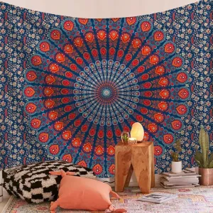 Indian Mandala Tapestry Psychedelic Harmony Red  Wall Hanging Boho Decor