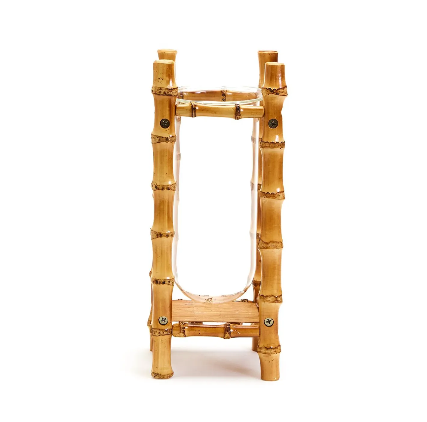 natural bamboo vase with glass vessel