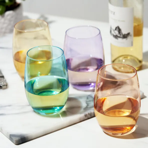 Vino Colorful Stemless Wine Glasses Set of 6