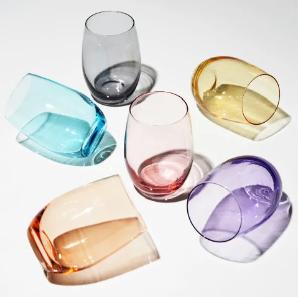 Vino Colorful Stemless Wine Glasses Set of 6