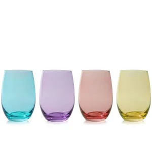 Vino Colorful Stemless Wine Glasses Set of 6