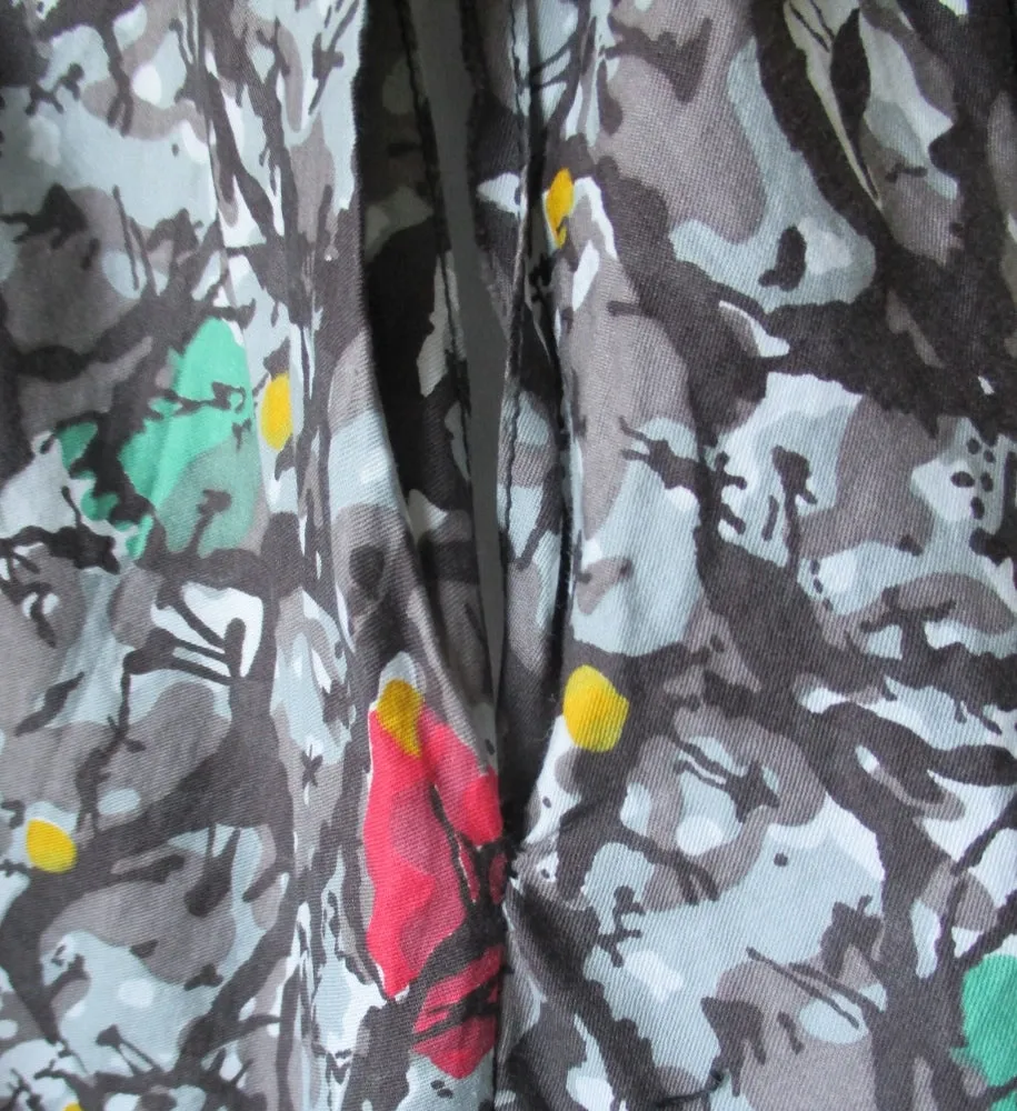 Vintage 50's Abstract Yellow Aqua Red Full Circle Skirt S