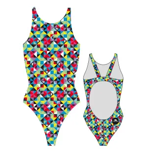 Women Swim Suit - Wide Straps - Origami (Print)